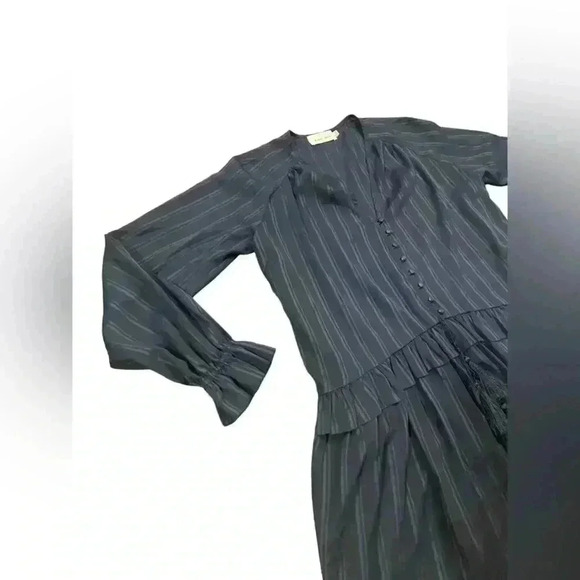 Line + Dot Navy Desi Flounce Striped Button Front Tassel Swing Dress Size M - Picture 6 of 13